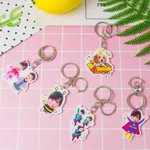 Creative Acrylic Key Buttons Baby Lovers Photos Custom Key Chain Pendant Ornament Cartoon Package Hanging Accessories