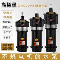 Anti-burning single-phase 220V household pump high head submersible pump high-pressure multi-stage water pump agricultural pump