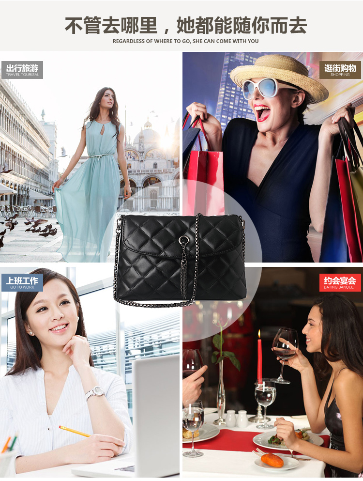 Túi 2018 thu đông sóng mới túi nữ bình thường chuỗi hình thoi túi xách túi đeo vai baodan túi tua rua ví charles & keith