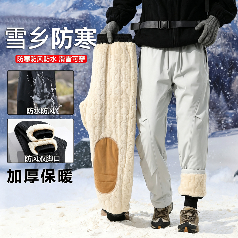 Xuexiang Harbin -40 Degree Cold-Proof Tactical Pants for Men, Fleece-Lined, Waterproof, Windproof, Northeast Cotton Pants for Skiing and Women's Travel