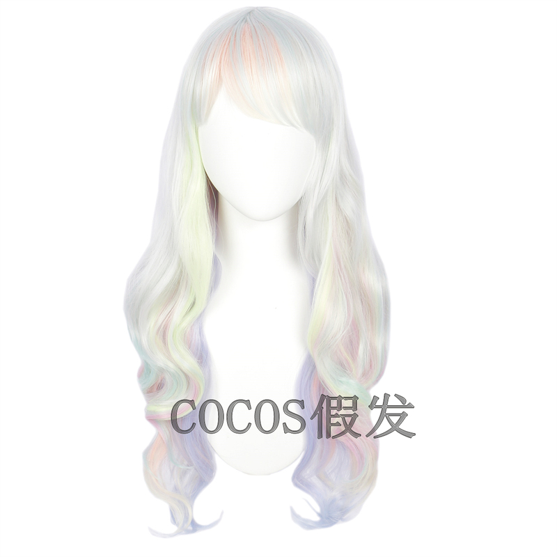 Gemstone Country Diamond Cosplay Wig Gradient Long Curly Hair with Simulated Scalp Top High-Temperature Fiber