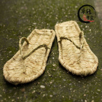 Handmade flip-flops slippers straw shoes summer indoor home sandals retro casual men women rattan woven