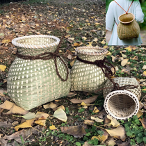 Bamboo basket hand-woven baby basket fish basket flowerpot bamboo basket tea basket bamboo woven products Chinese clothing ancient style