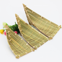 Handmade bamboo bamboo boat triangle small bamboo basket desktop Japanese Chinese tray farm dim sum fruit basket special tableware