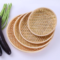 Hollow disc tray handmade bamboo products food plate bamboo basket bamboo basket farmer household dustpan creative tableware