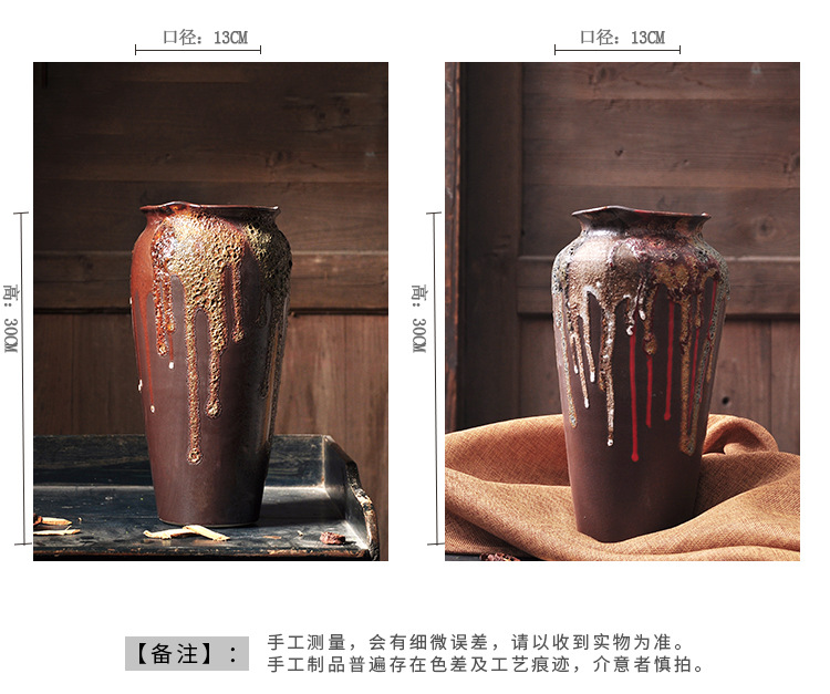 Retro máy tính để bàn trang trí gốm thủ công trang trí nhà khách sạn chậu hoa bình hai bộ - Vase / Bồn hoa & Kệ chậu nhựa treo tường