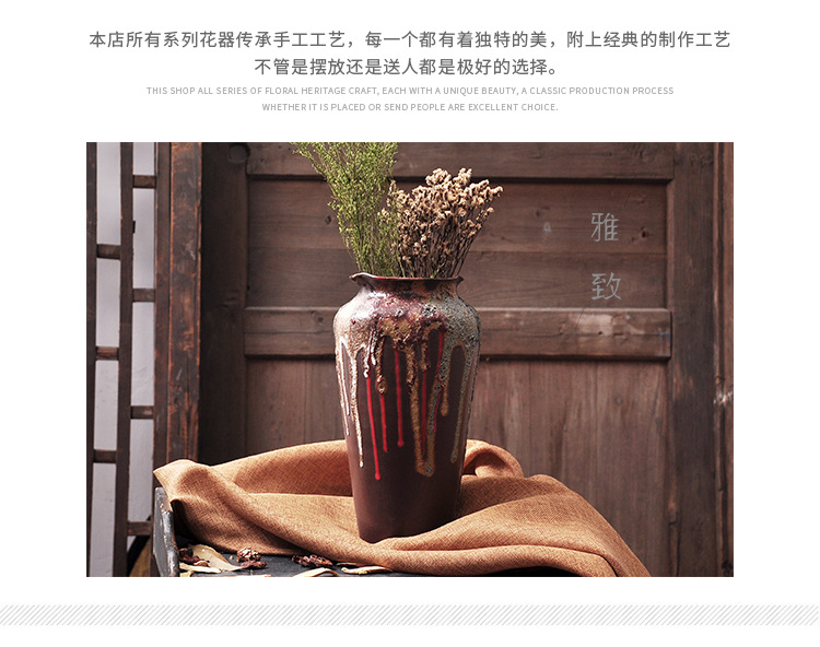 Retro máy tính để bàn trang trí gốm thủ công trang trí nhà khách sạn chậu hoa bình hai bộ - Vase / Bồn hoa & Kệ chậu nhựa treo tường