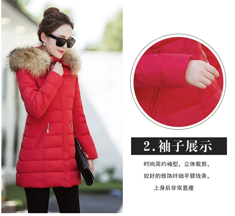 Áo khoác nữ mùa thu và mùa đông Áo dài nữ thời trang Hàn Quốc eo thon mùa đông ấm áp áo khoác cotton độn