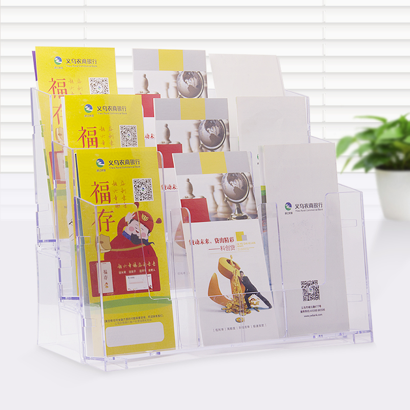 Acrylic Propaganda Frame Single Page Flyer Color Page Frame A6 Multilayer Information Display Shelf Book Three Folding Page Shelf Contained
