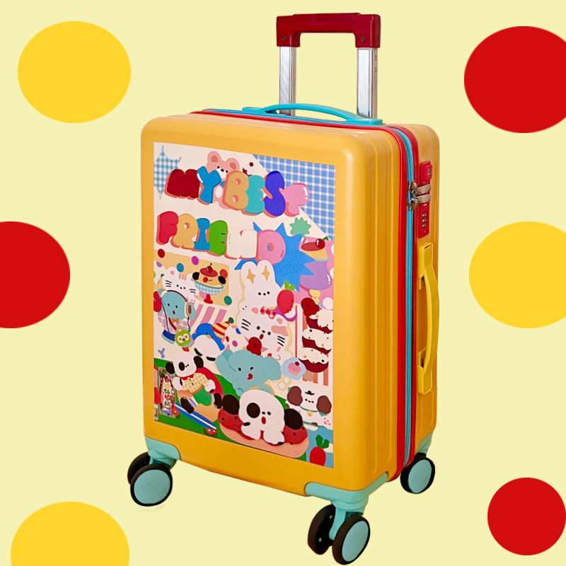 Plant the Sun Original Cute Printed Cartoon Suitcase Women's Travel Suitcase Carry-on Suitcase Large Capacity Trolley Combination Lock Suitcase