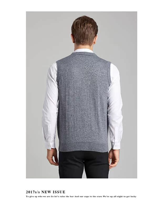 Áo vest mùa xuân và mùa thu nam trung niên nút V cổ áo đan len áo len nam trung niên