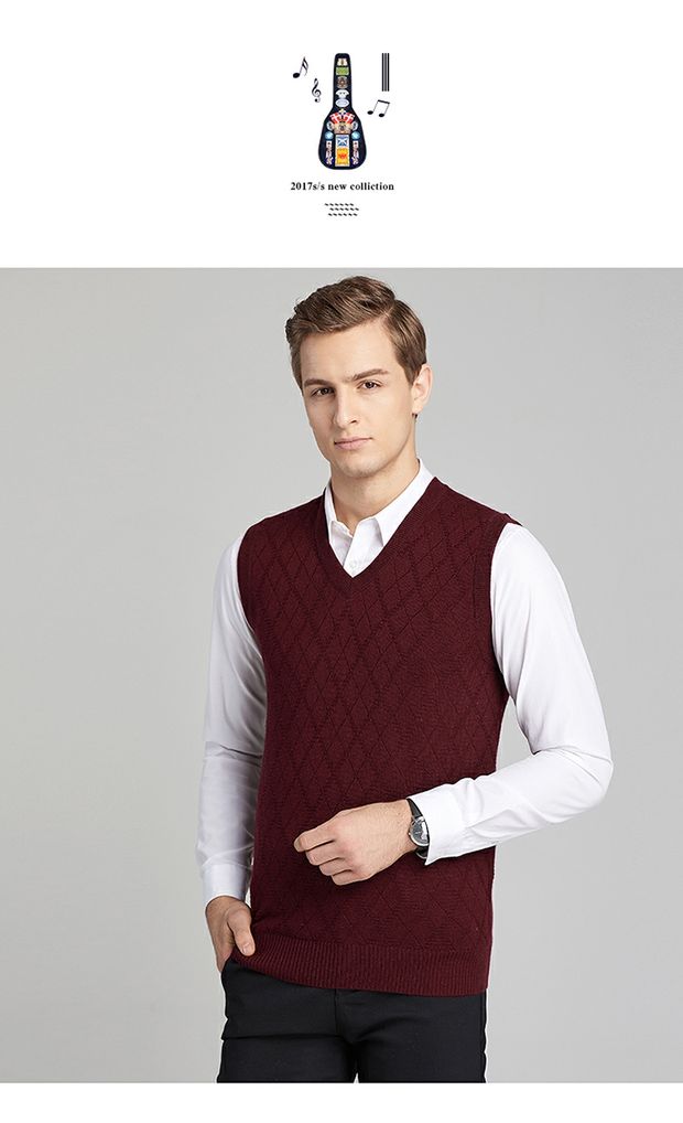 Áo len nam cổ chữ V chạm đáy áo len vest áo thun không tay cashmere áo len lông mùa xuân dệt vest áo vest đen