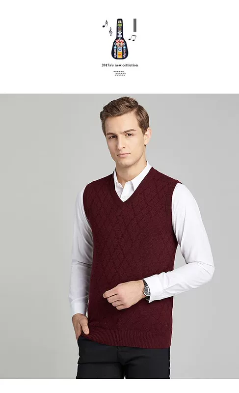 Áo len nam cổ chữ V chạm đáy áo len vest áo thun không tay cashmere áo len lông mùa xuân dệt vest