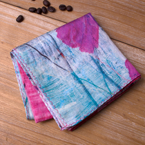 (Cool Pa)Plush cotton Japanese satin fabric Sweat-absorbing art derivative cultural and creative handkerchief (Peach Blossom Garden)