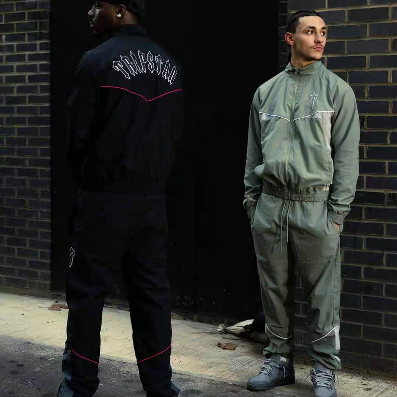 In-Stock Trapstar Embroidered Color-Blocked Jacket Spring/Autumn Thin Jacket Casual Coat Pants Set