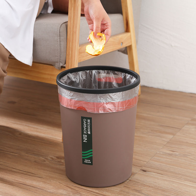 Large Household Plastic Trash Can with Double Handles, Round Press-Ring Storage Bin for Living Room, Press-Type Waste Paper Basket Large Household Plastic Trash Can with Double Handles, Round Press-Ring Storage Bin for Living Room, Press-Type Waste Paper Basket