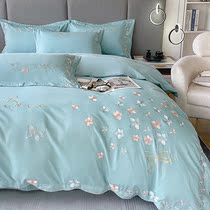 Crystal Home Textile Official Website Flagship Shop High-Dense Cotton Embroidery Four Pieces of All-Cotton Pure Cotton Sleeping Naked