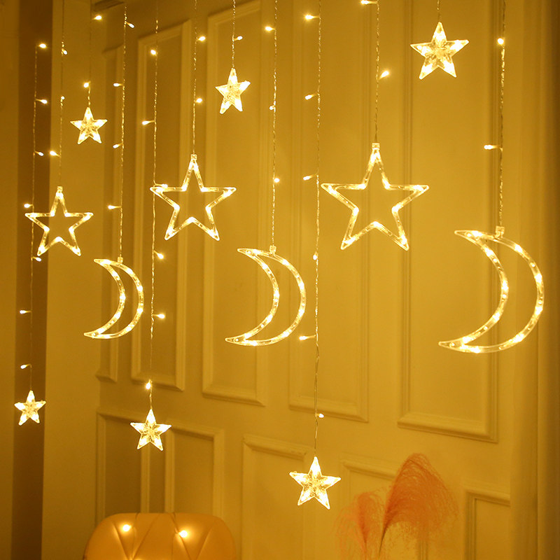 led star moon lights string lights flashing lights full of stars bedroom balcony hanging lights net red room romantic decorative lights