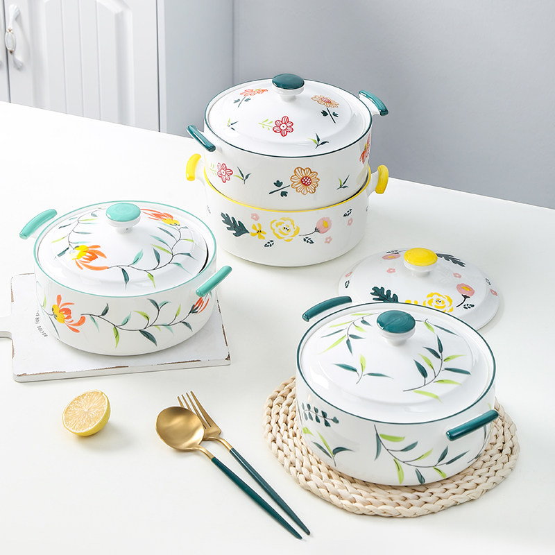 Soup Bowl Large Number Home Bowls Public Nordic Cutlery Ceramic Bowls Creative Personality With Lid Large Bowl Microwave Oven Special Bowl