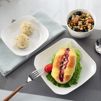Pure white ceramic tableware lead-free square plate special-shaped plate rice plate affordable tableware dishes and dishes for home Chinese style
