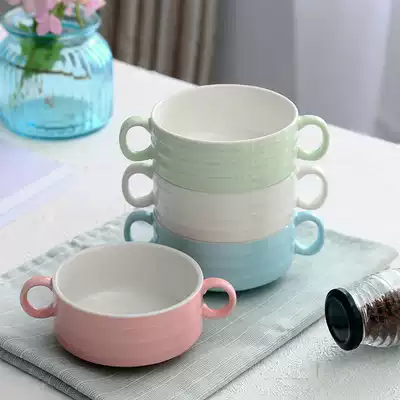 Ceramic Bowl double-line Bowl dessert bowl French bowl baked breakfast cereal bowl Borscht Bowl borscht Cup Soup Bowl