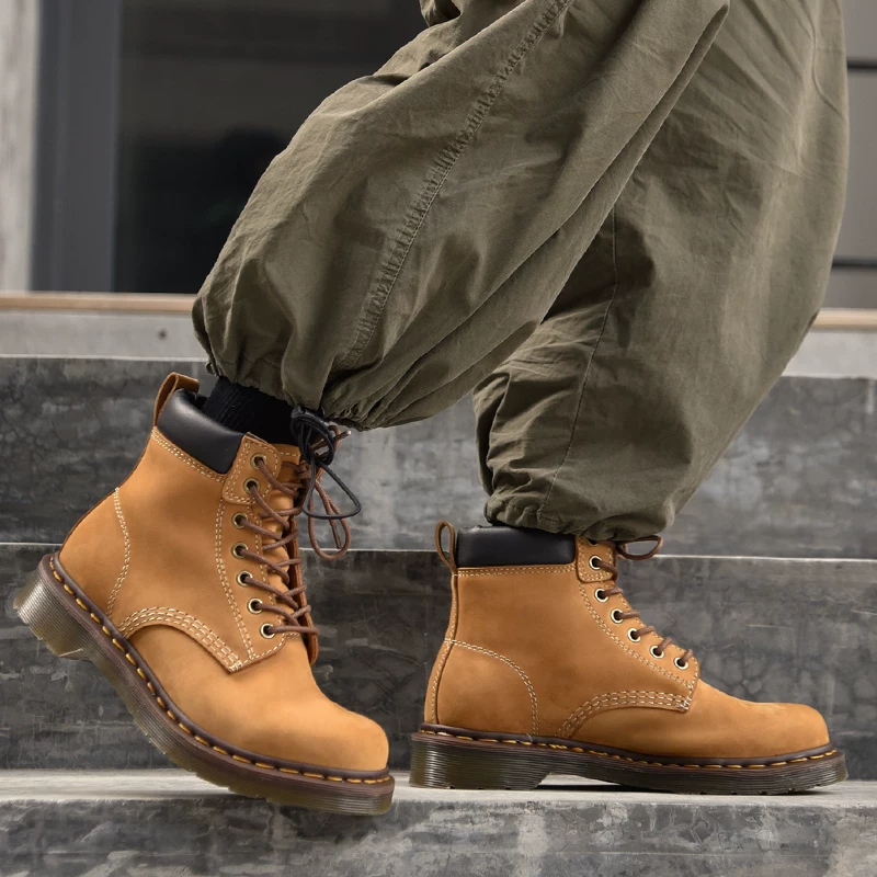 疯家 Martens, retro low boots, genuine leather