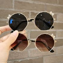 soft honeys new princess butterfly knot shell sunglasses male and female child anti-UV sunglasses