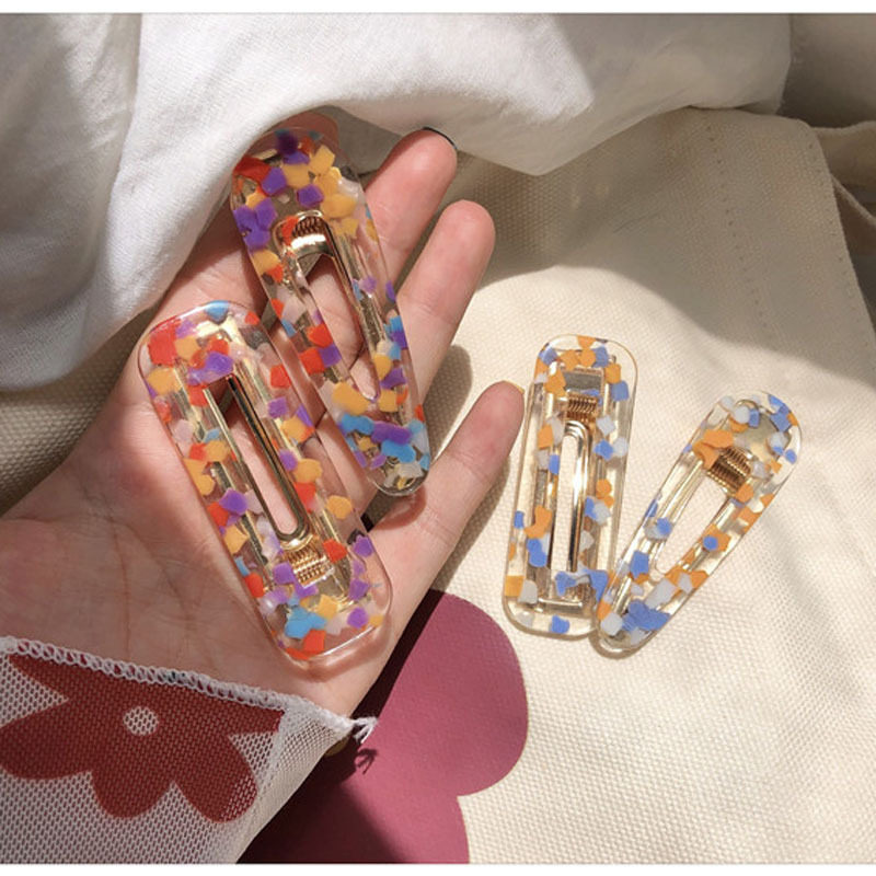 Japan Ins Color Cute Out of Teenage Girl Hearts Acetate Hair Clip Duckbill Clip-Cracked Hairpin Clips BB Clip