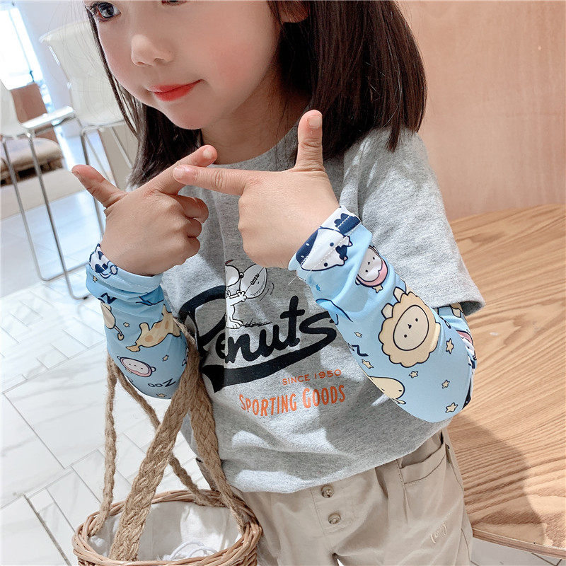 Japanese soft honey boys and girls baby cartoon fashion sunscreen outdoor ice silk arm guard sleeves
