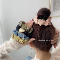 Japan 100 Hitch Candy Color Girl Hearts Love Heart Satin Large Intestine Hair Band Hair Cord Sweet temperament Hair Rope Leather Fascia