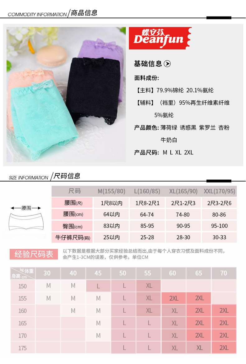 Bướm Anfen đồ lót nữ khâu lưới Ren trong suốt 3 bộ phụ nữ cao eo siêu mỏng boxer hộp quà tặng quan lot in hinh ngo nghinh