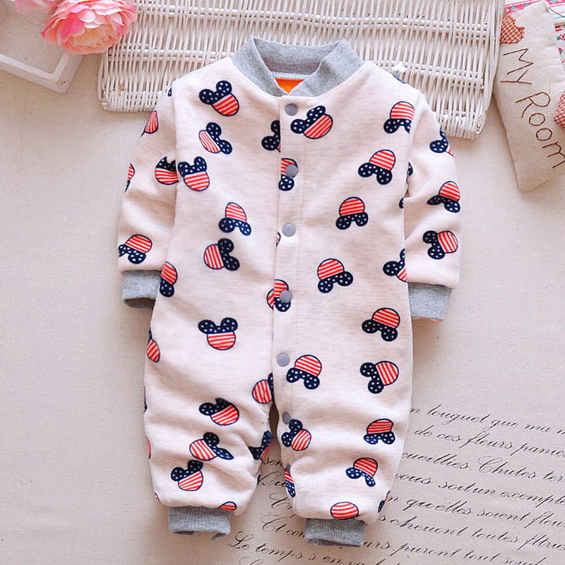 Mùa thu đông 3-6 tháng nam và nữ cộng với jumpsuit nhung 1 tuổi bé ấm áp quần áo trẻ sơ sinh túi đồ ngủ xì hơi bộ quần áo liền thân