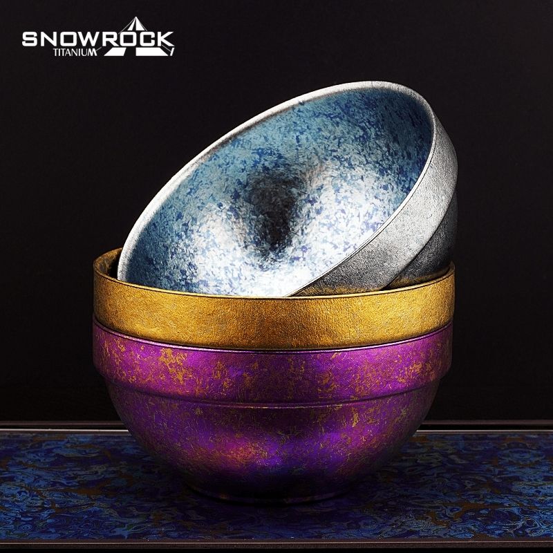 450ml Ice Flower Pure Titanium Double-Layer Platinum Bowl