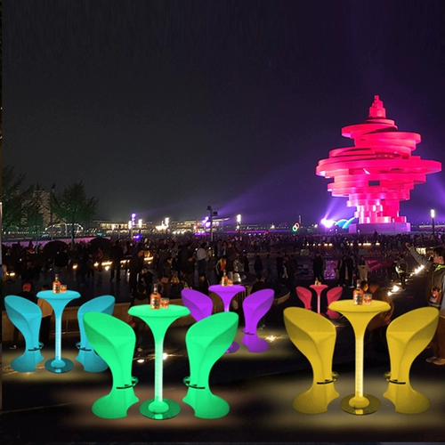 Светодиодный красочный круглый высокий стол и стул Luster Bar Talb