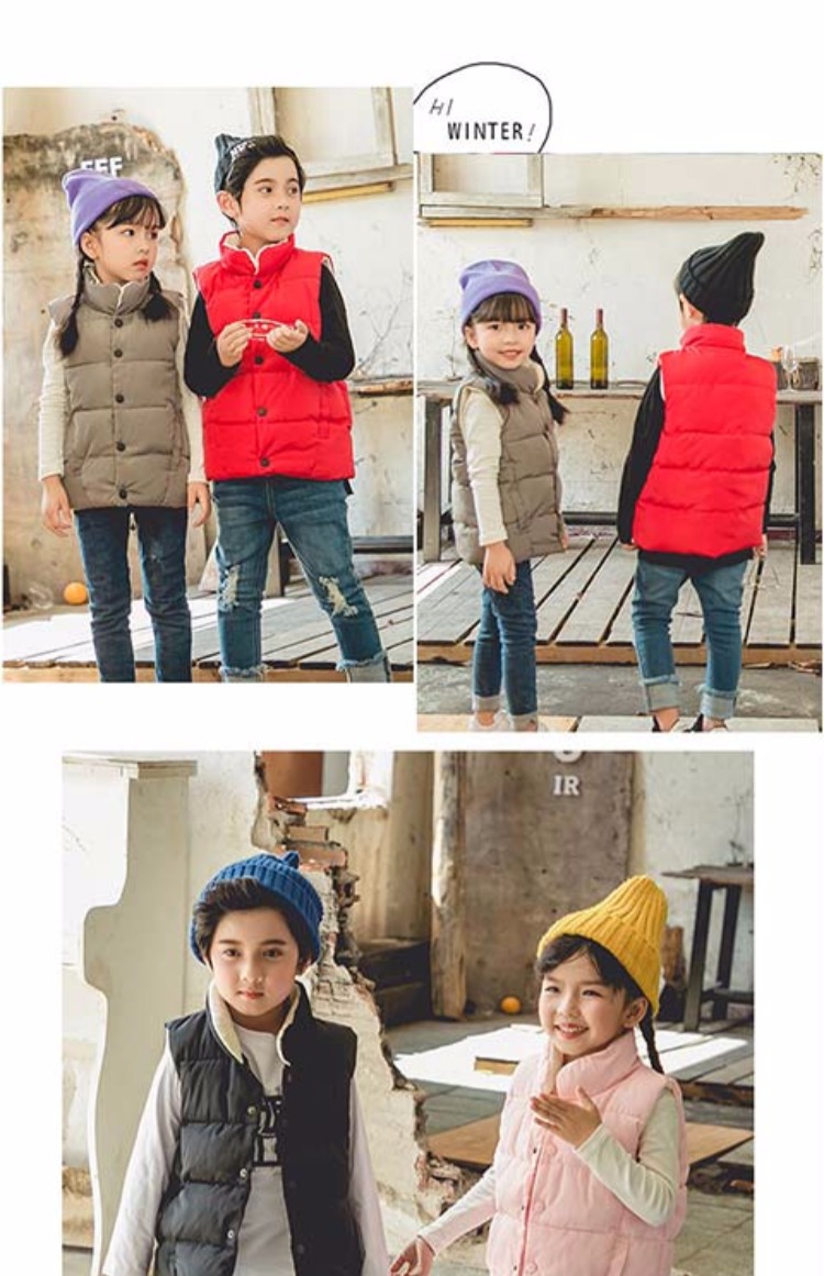 Trẻ em chống mùa xuống áo vest cotton đứng cổ áo mỏng phần mùa thu và mùa đông bé trai bé bé mặc trẻ em mặc bên ngoài mặc quần áo gile trẻ em