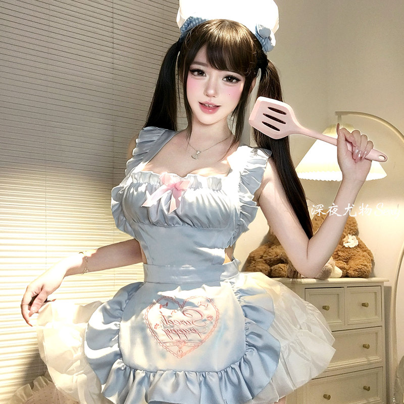 Sweet and Cute Maid Apron Set Pure Desire Temptation Cosplay Small Bust Uniform Tutu Skirt Date Outfit Qq Lingerie