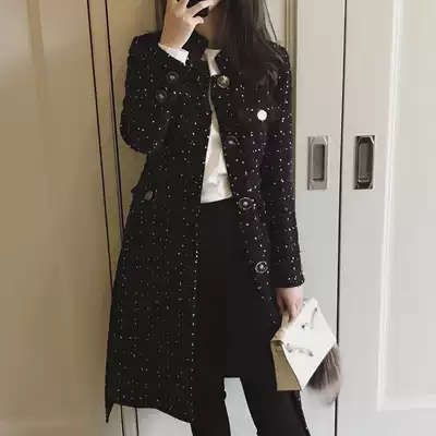 Korean counter 2021 autumn and winter new all-match temperament slim socialite style tweed medium and long version of the coat women's coat