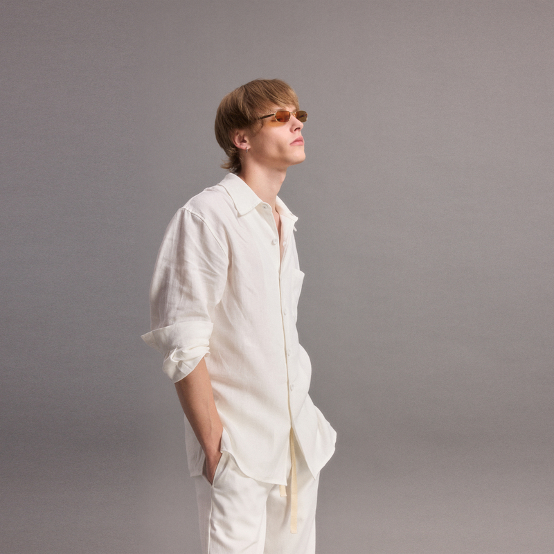 Flame Official 100% French Rain Dew Linen Resort Luxury Long-Sleeved Shirt