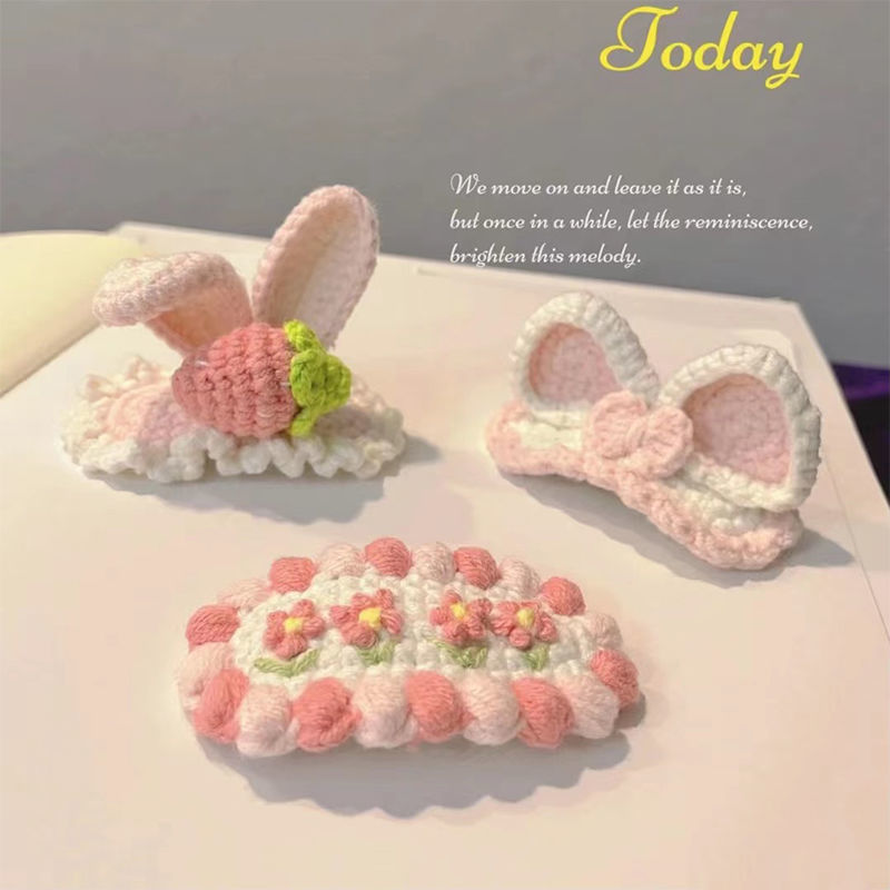 Cute Rabbit Hairpin Brooch Material Kit, Handmade Woven Hairpin DIY Crafting, Handmade Boredom-Relief LAOSHU Gift