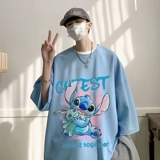 Шелковая синяя футболка с коротким рукавом для школьников, лонгслив, оверсайз, длина миди