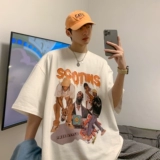 Ретро хлопковая брендовая приятная телу футболка, в американском стиле, короткий рукав