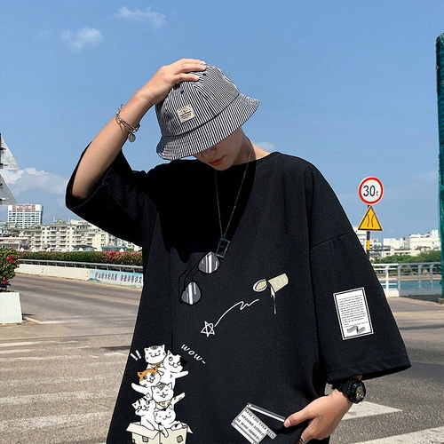 Летняя тонкая шелковая футболка, короткий рукав, оверсайз