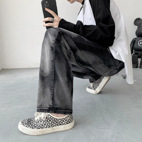 Джинсы для отдыха, штаны, в американском стиле, изысканный стиль, осенние, большой размер