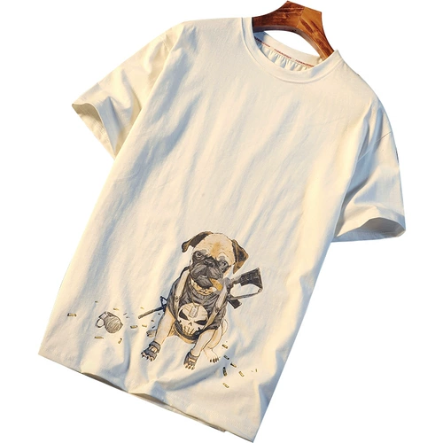 Брендовая летняя трендовая мультяшная футболка с коротким рукавом для школьников, в корейском стиле, большой размер, высокий воротник