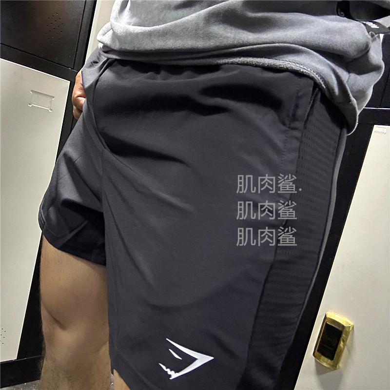 Men's Gym Shark Quick-Dry Zip Shorts for Fitness and Training, Muscle Shark Style