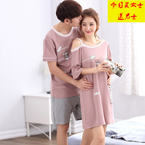 Sleepwear Woman 2021 New Summer And Summer Lovers Pure Cotton Sleeping Dress Sexy Pro-Skin Cotton Summer Dress Slim Fit Short Sleeve Suit