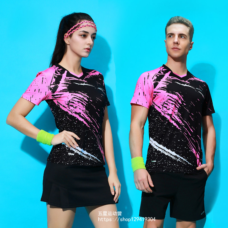 Badminton suit suit men and women short sleeve dress pants round neck ping-pong tennis sportswear custom-made quick dry summer custom