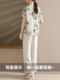 罗蒙中年妈妈夏装套装2025新款时尚中老年女装花色休闲两件套薄款