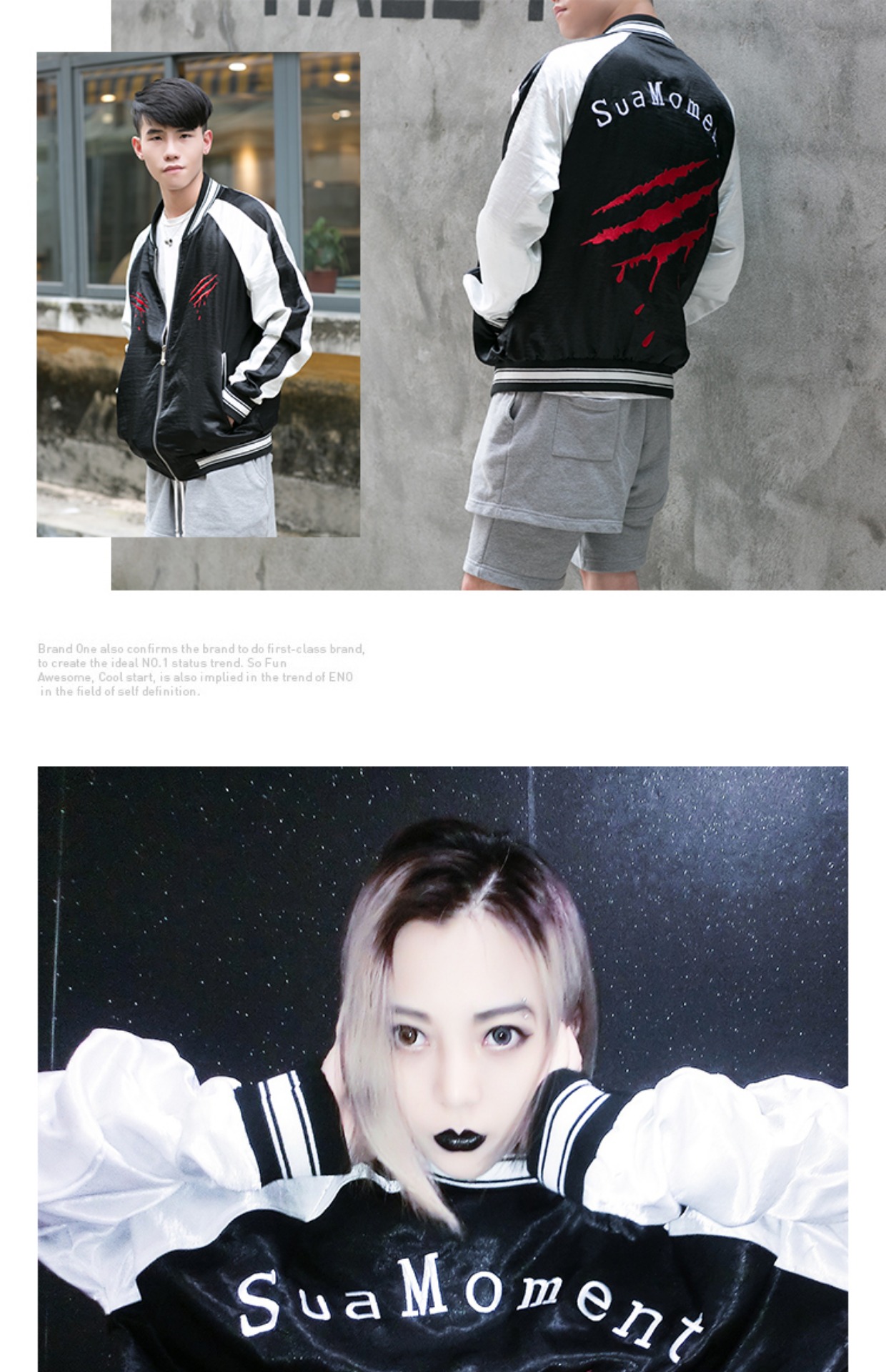 SuaMoment Scratch Bóng chày Trang phục Blood Claw Mark Đàn ông và Phụ nữ Blood Drop Áo khoác thêu Cặp đôi Country Tide Jacket Mùa thu và mùa đông - Cao bồi thời trang nam cao cấp	
