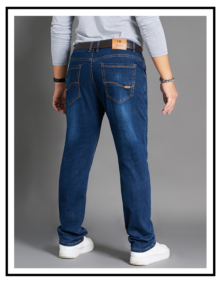 Quần thun cạp cao lưng cao rộng quần thun nam dày cộng với phân bón XL chất béo quần 42 mùa thu quần jean nam